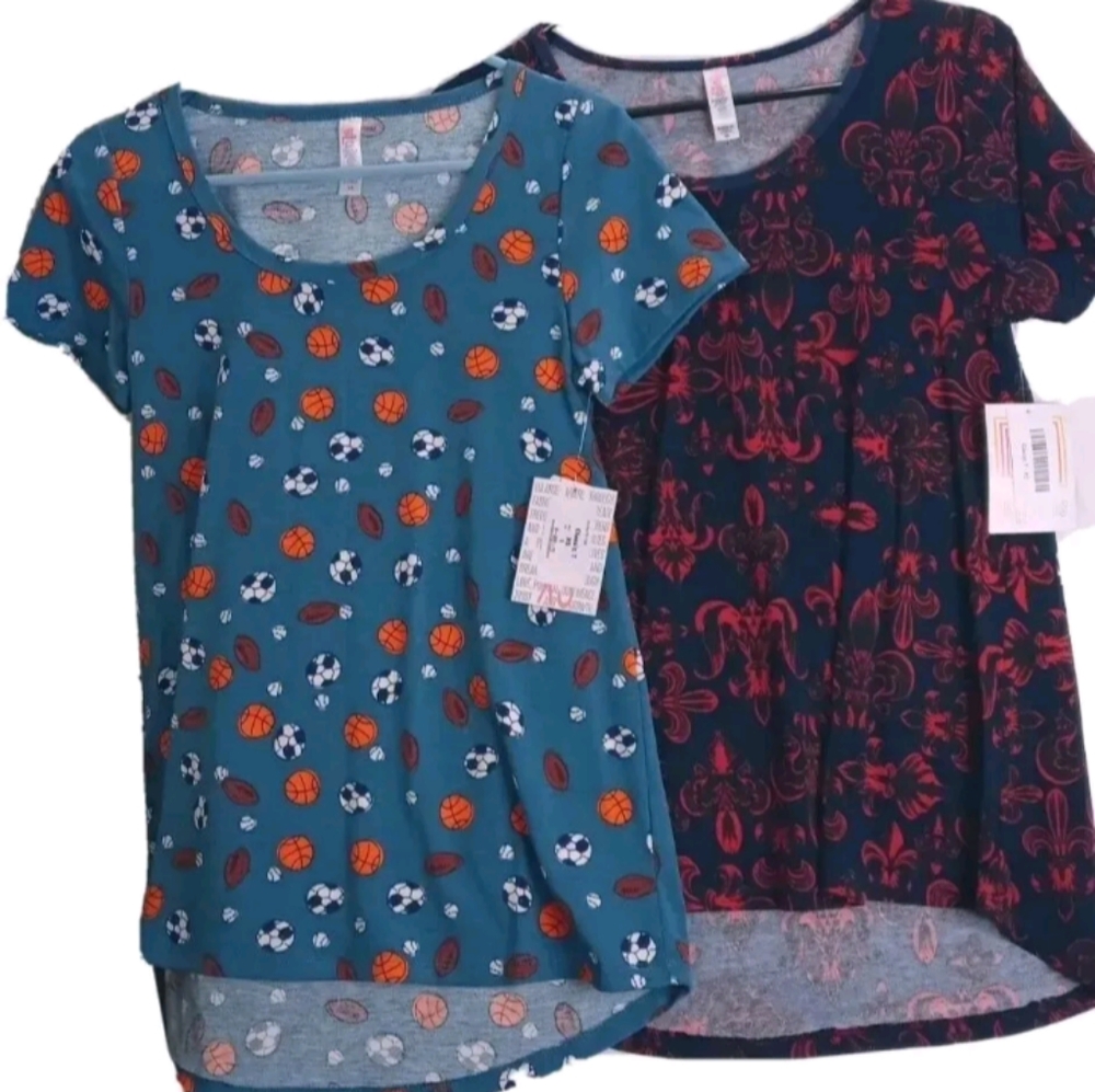 2 Lularoe Classic T Shirt Top Women’s Size XS Stretch Multicolored Tunic New